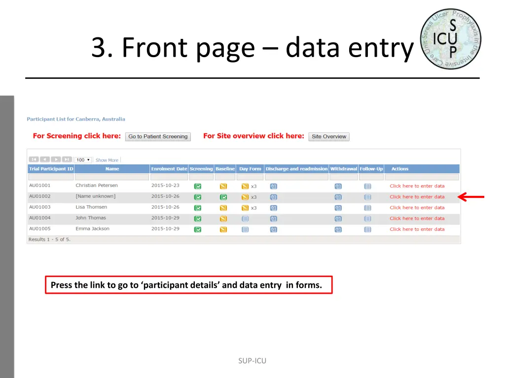 3 front page data entry