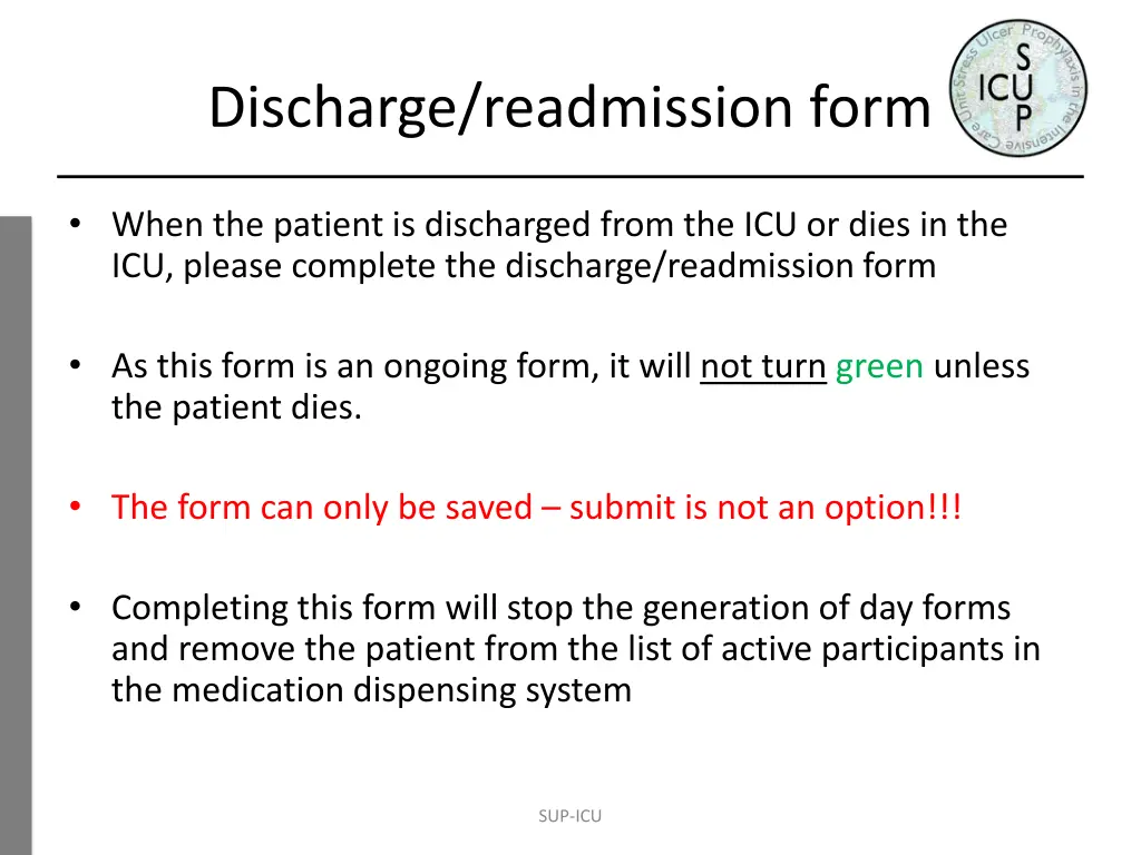 discharge readmission form