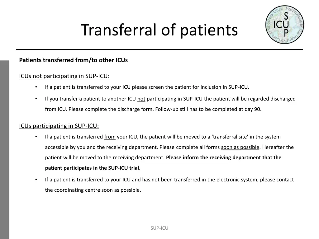 transferral of patients