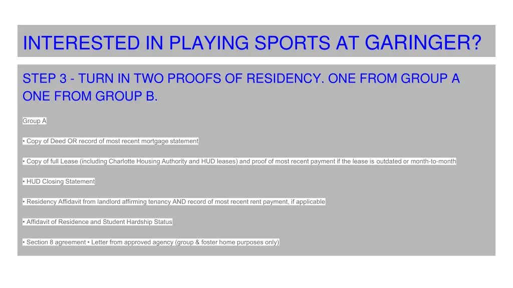 interested in playing sports at garinger 1