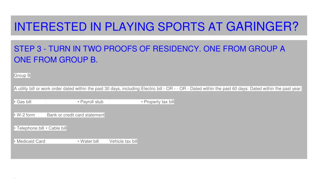 interested in playing sports at garinger 2
