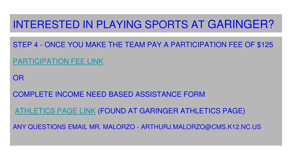 interested in playing sports at garinger 3