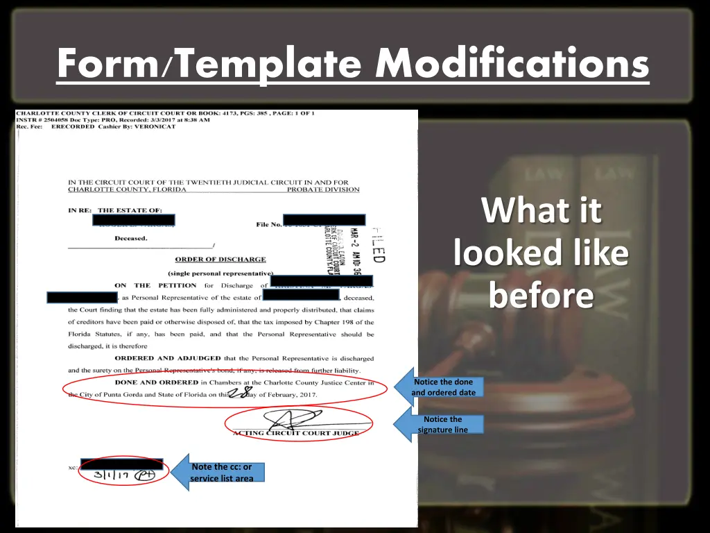 form template modifications