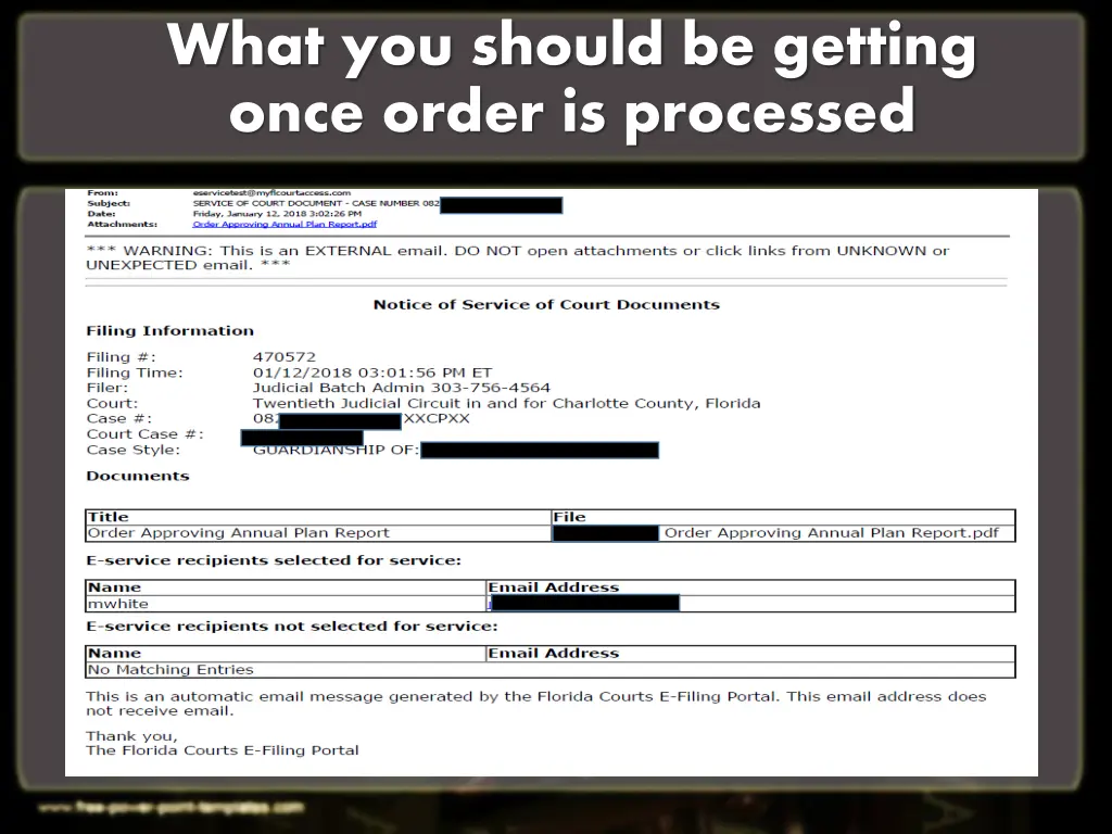 what you should be getting once order is processed