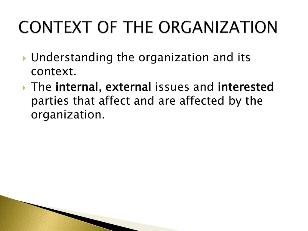 understanding the organization and its context