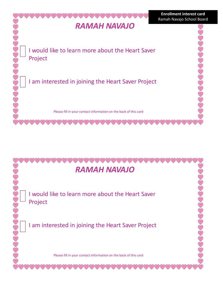 enrollment interest card ramah navajo school board