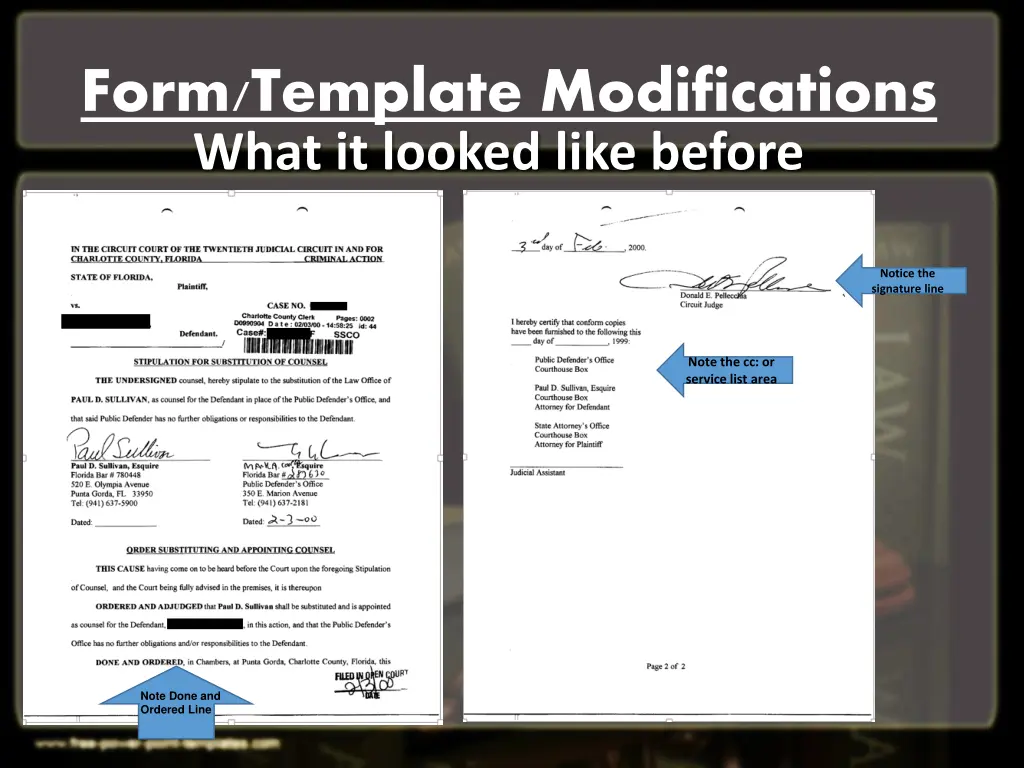 form template modifications what it looked like