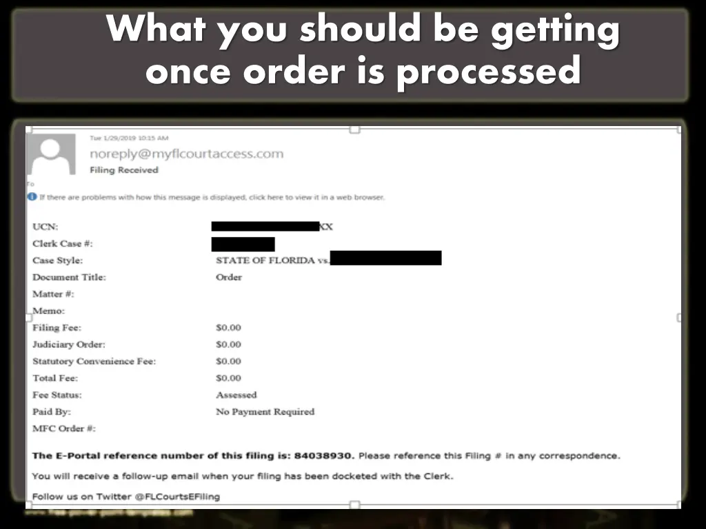 what you should be getting once order is processed