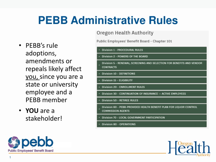 pebb administrative rules