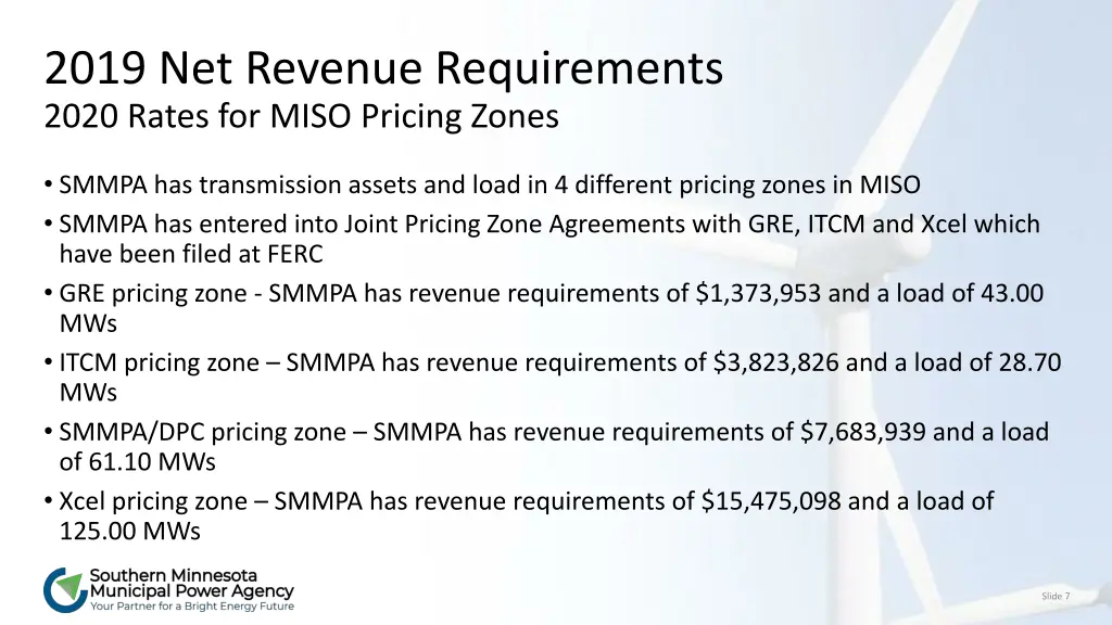 2019 net revenue requirements 2020 rates for miso