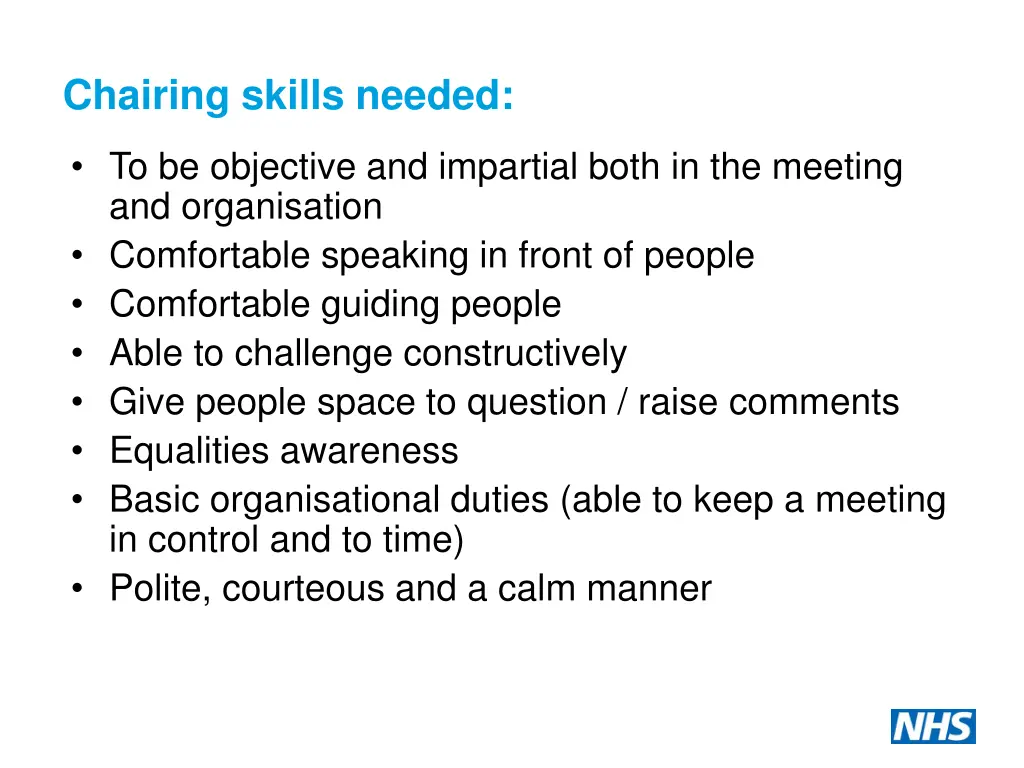 chairing skills needed