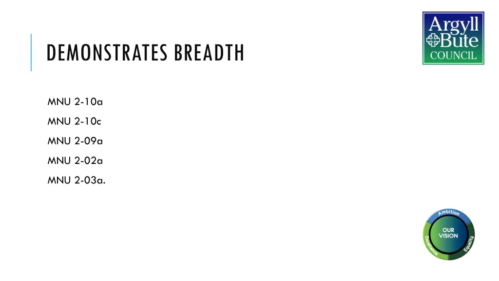 demonstrates breadth