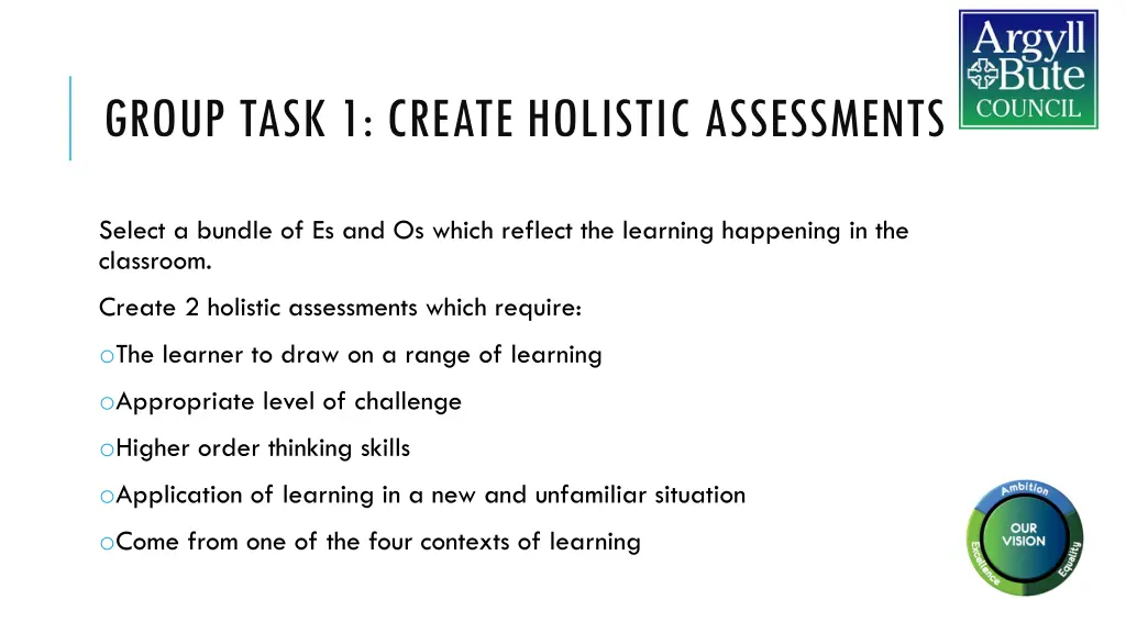 group task 1 create holistic assessments