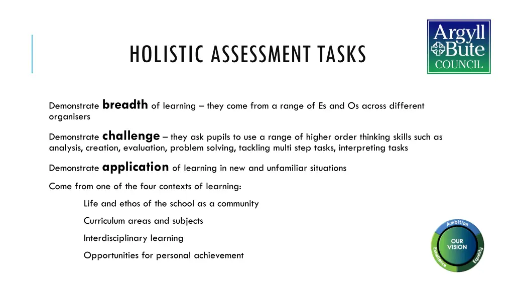 holistic assessment tasks