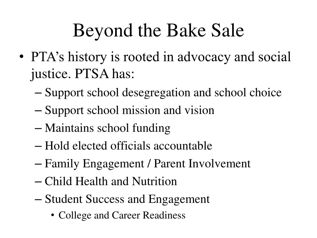 beyond the bake sale