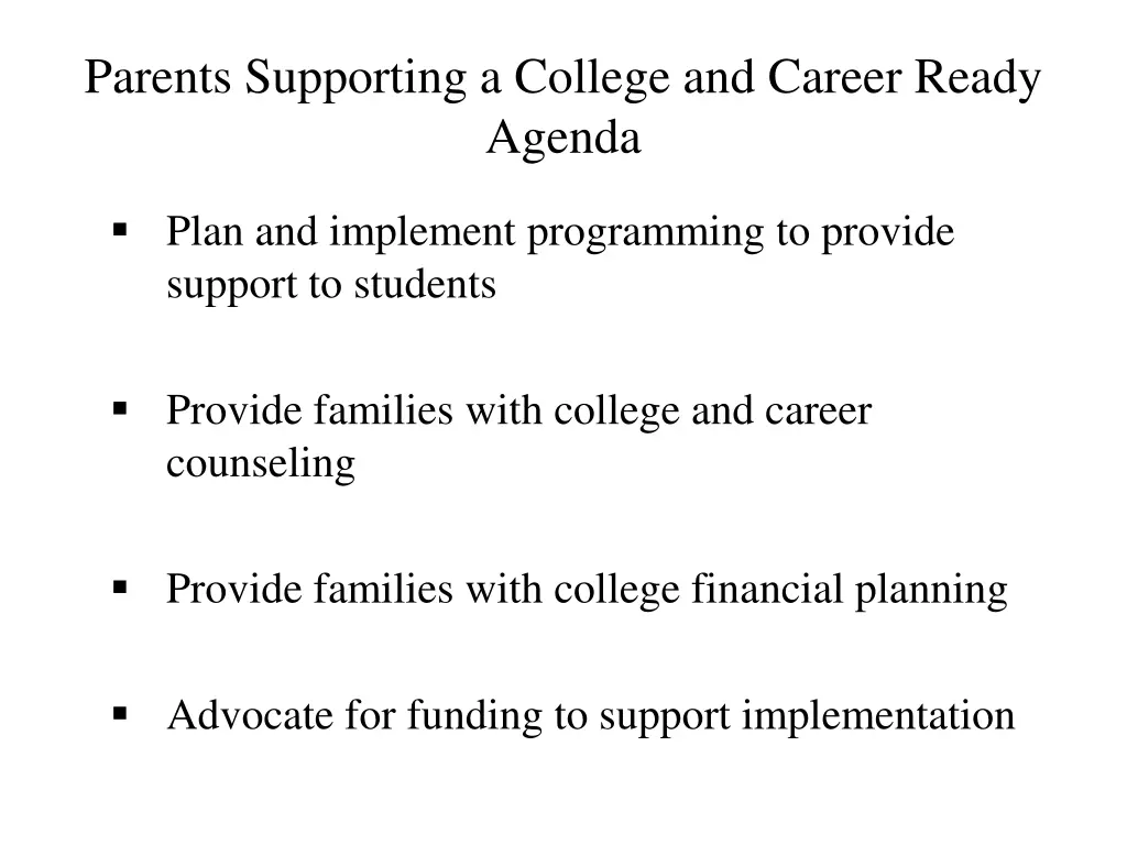 parents supporting a college and career ready