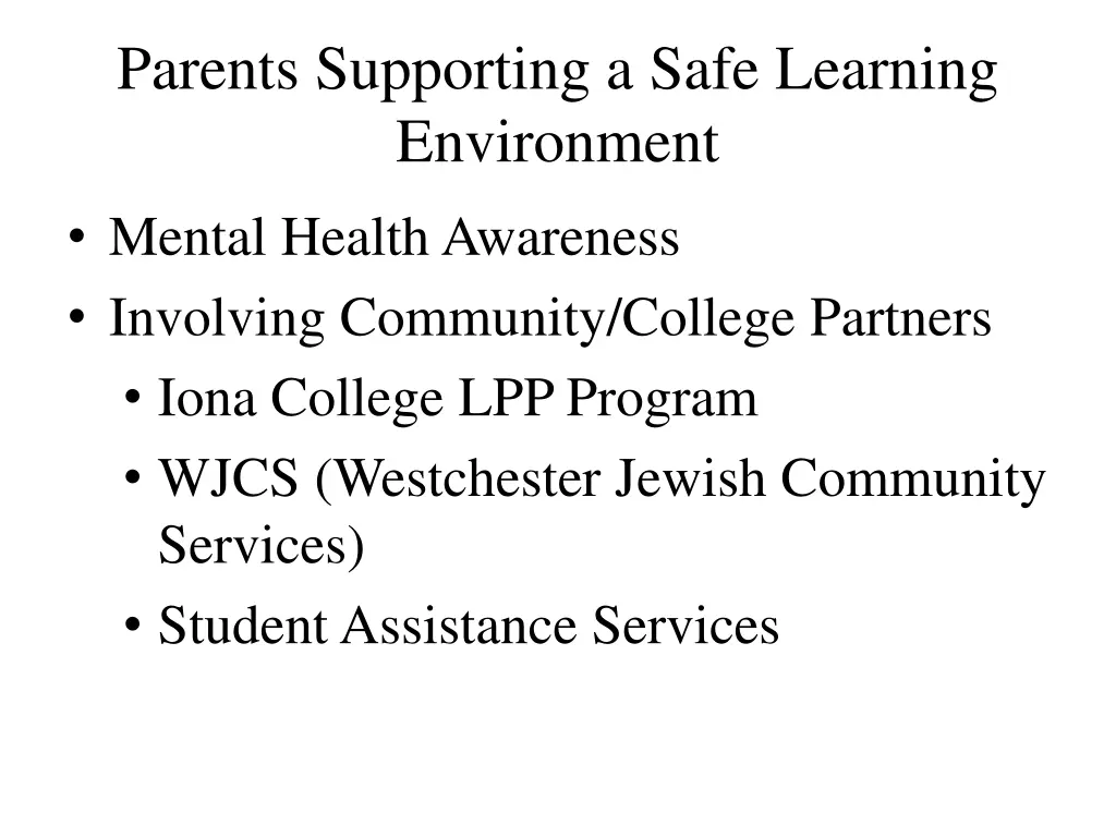 parents supporting a safe learning environment