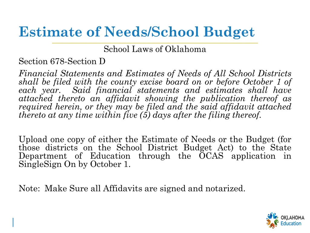 estimate of needs school budget school laws