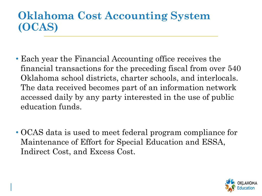 oklahoma cost accounting system ocas 1