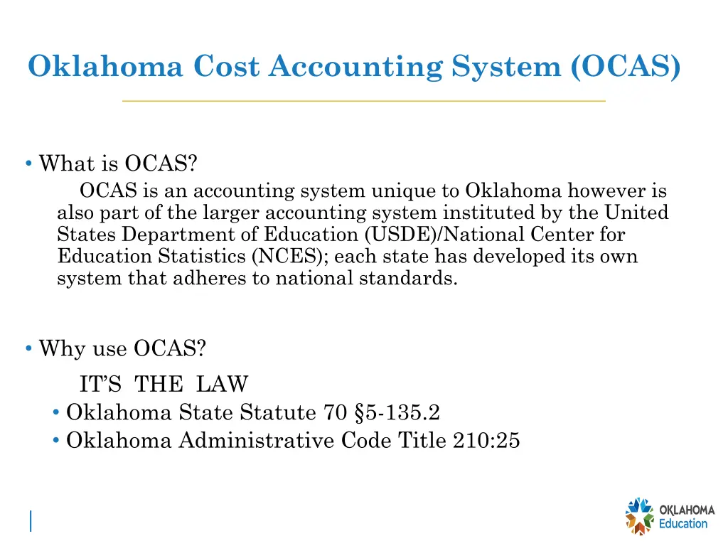 oklahoma cost accounting system ocas