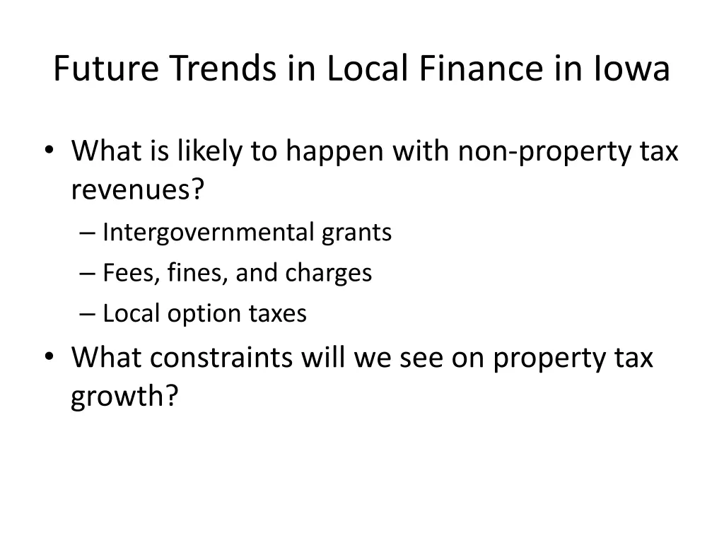 future trends in local finance in iowa