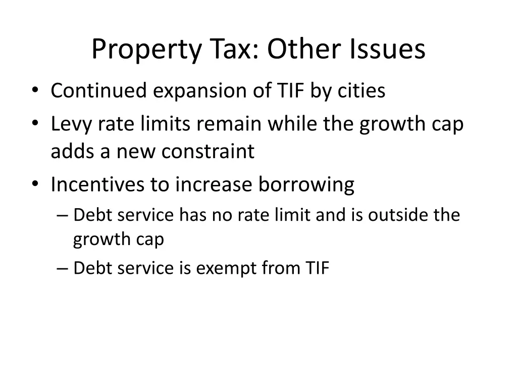 property tax other issues continued expansion