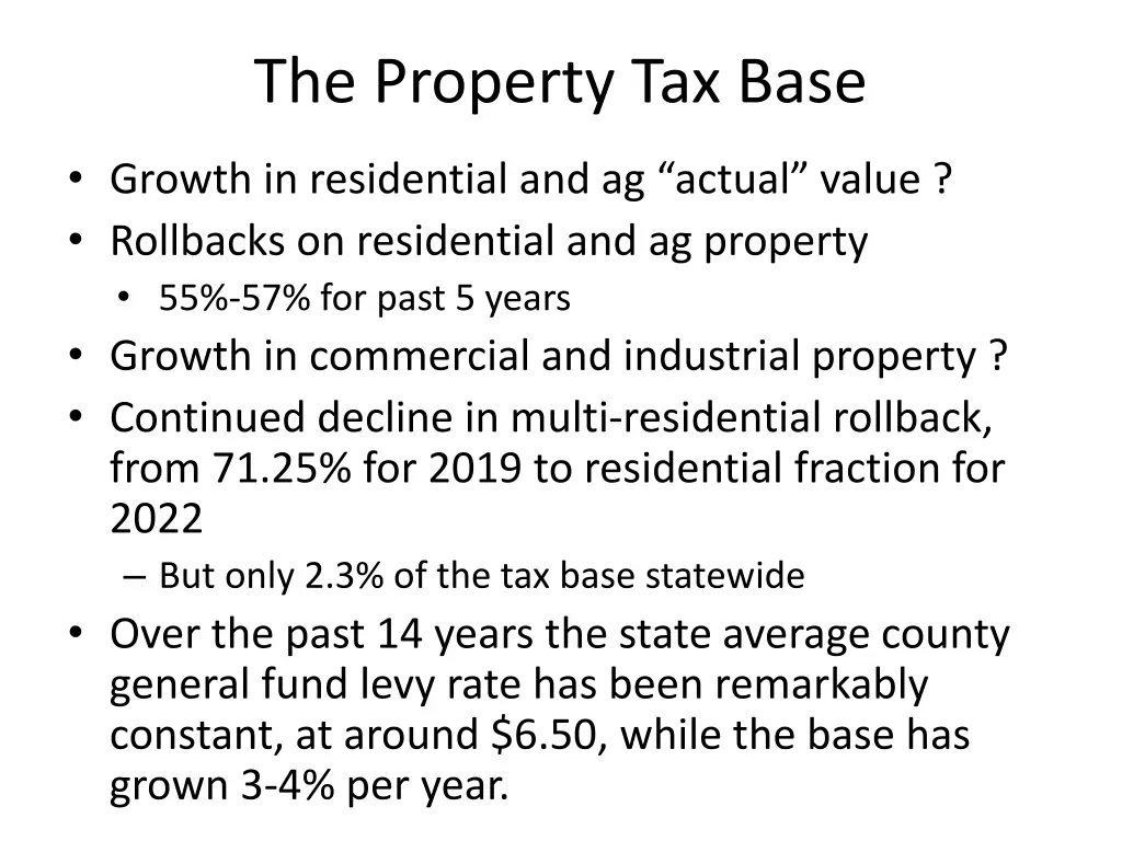 the property tax base