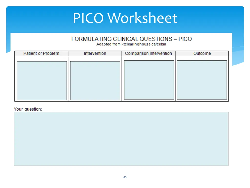 pico worksheet