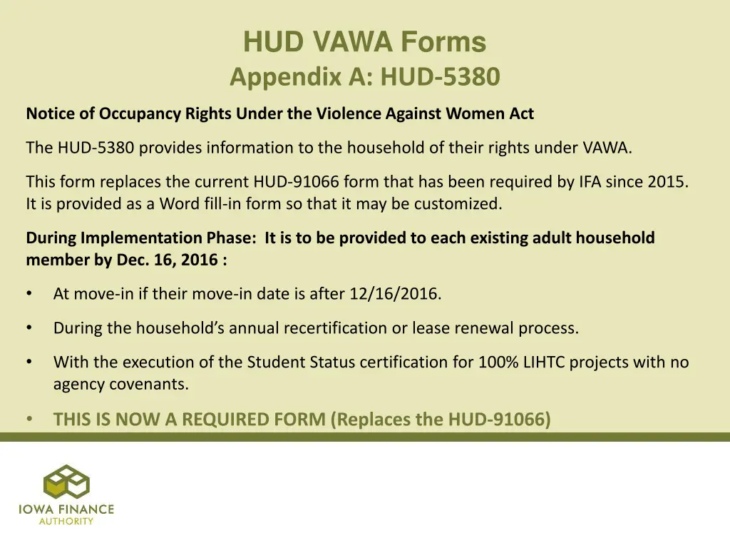 hud vawa forms appendix a hud 5380