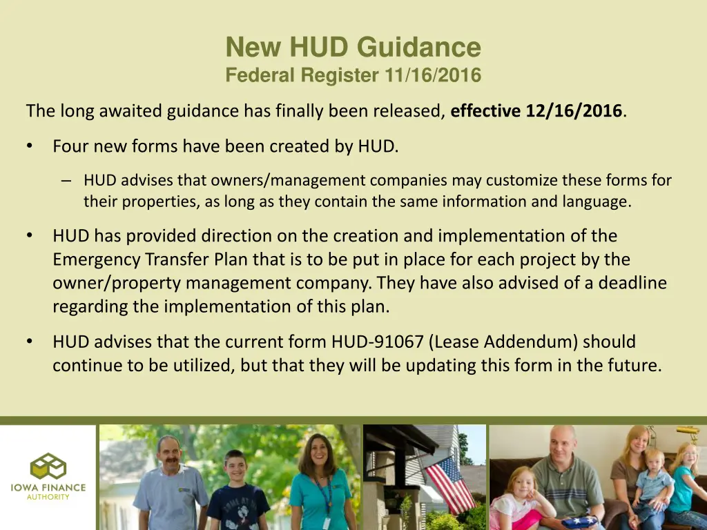 new hud guidance federal register 11 16 2016