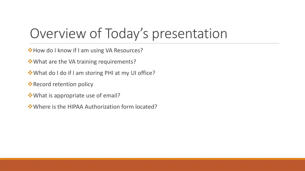 overview of today s presentation