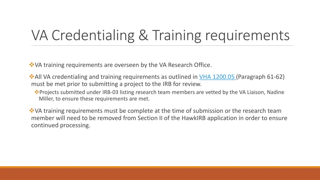 va credentialing training requirements