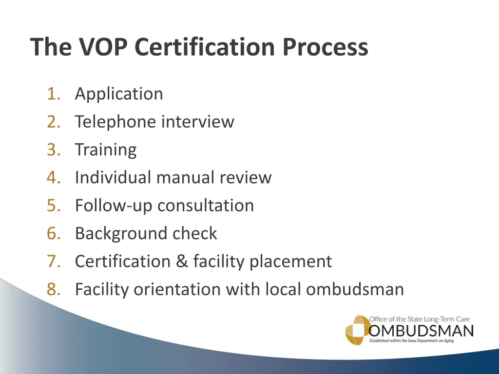 the vop certification process