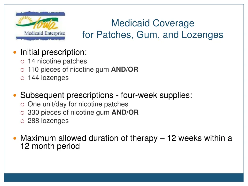 medicaid coverage for patches gum and lozenges