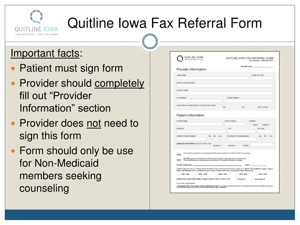 quitline iowa fax referral form