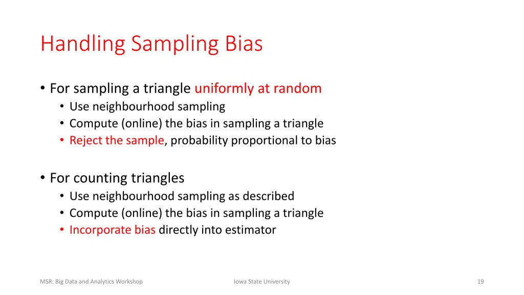 handling sampling bias