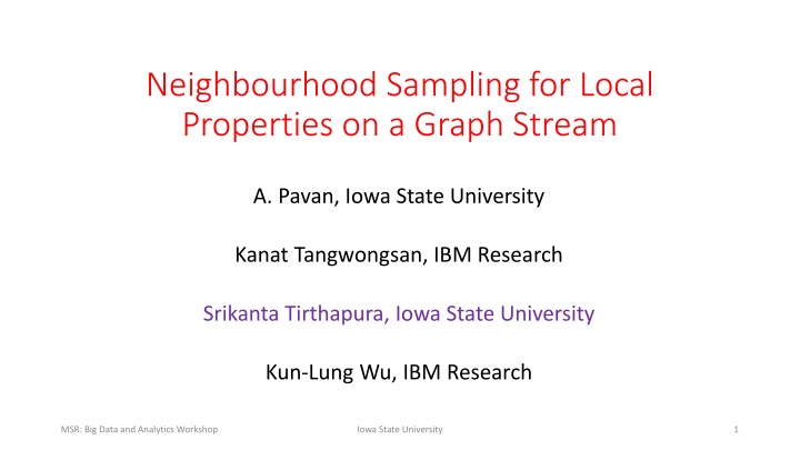 neighbourhood sampling for local properties