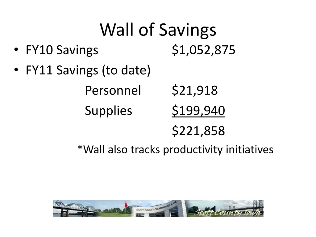 wall of savings