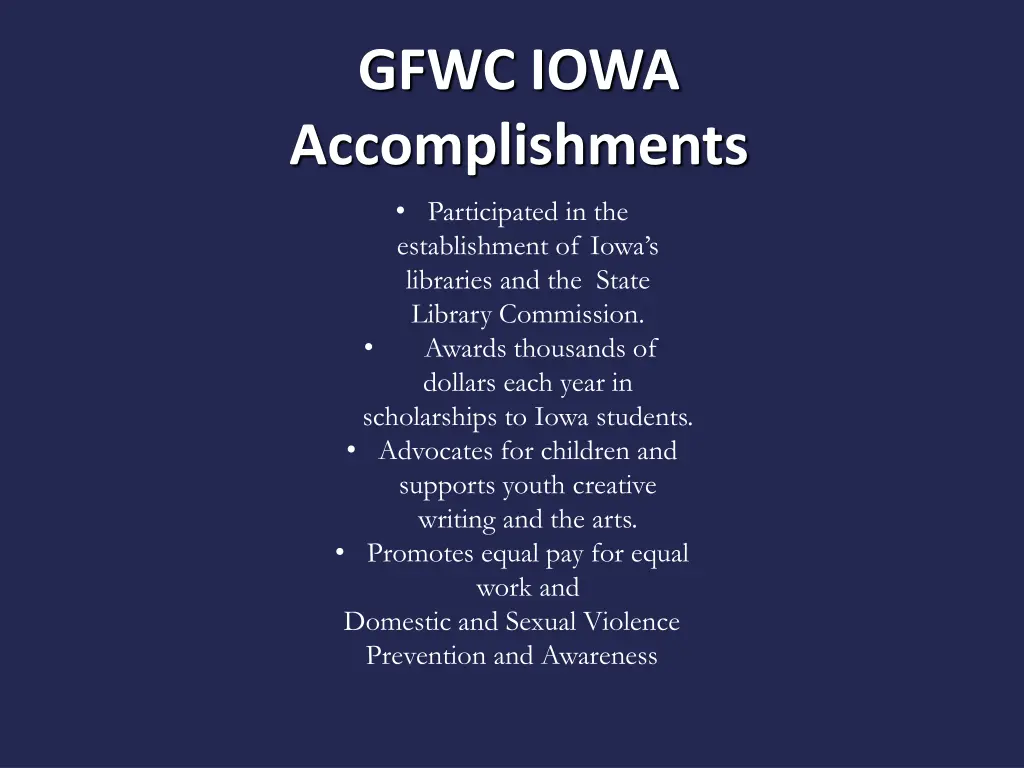 gfwc iowa accomplishments