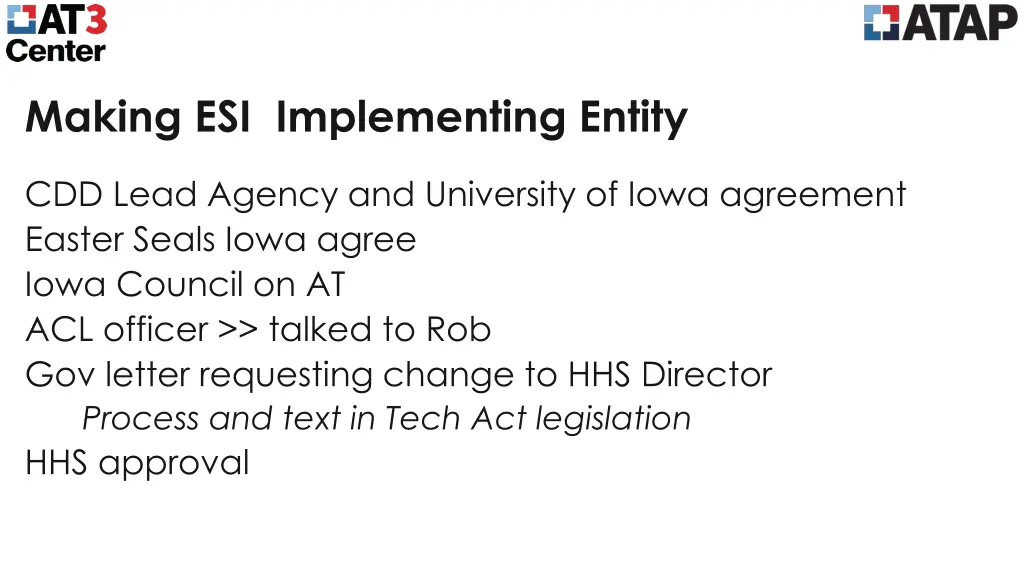 making esi implementing entity