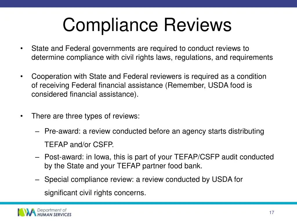 compliance reviews