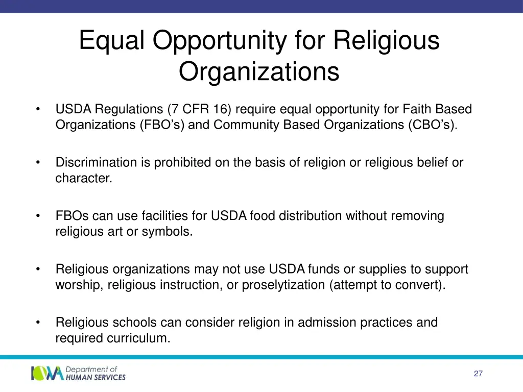 equal opportunity for religious organizations