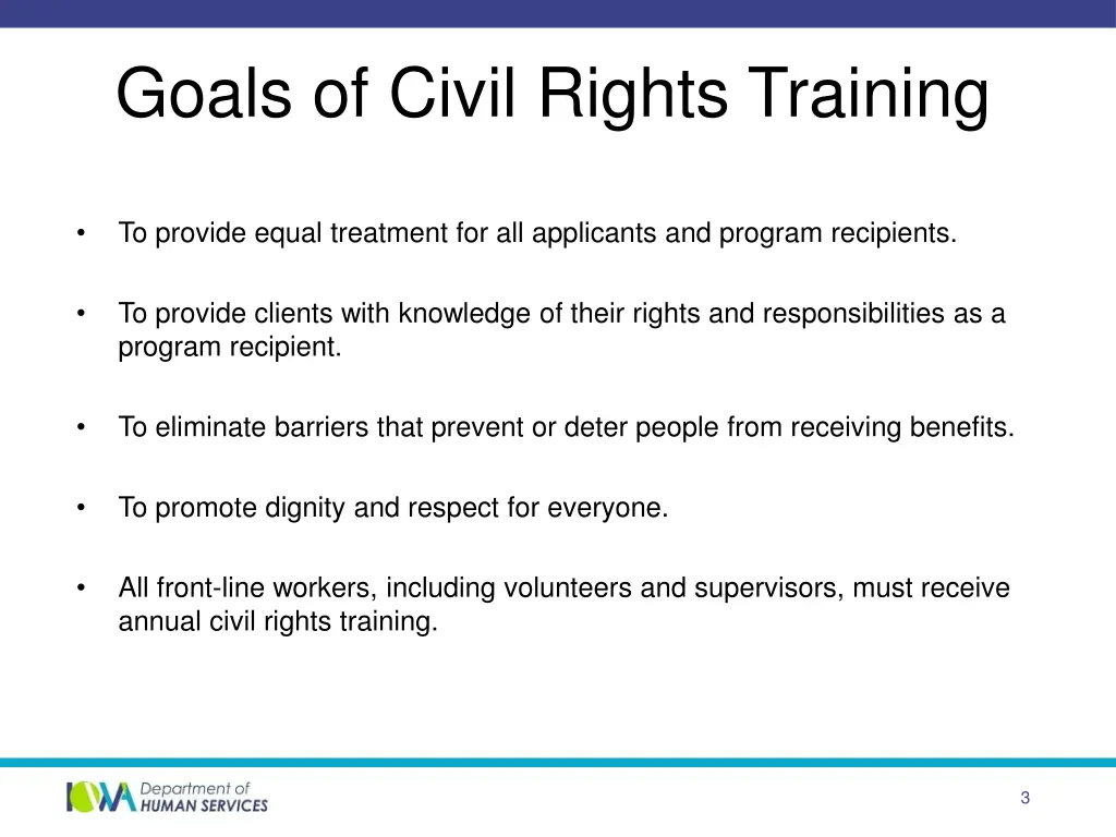 goals of civil rights training