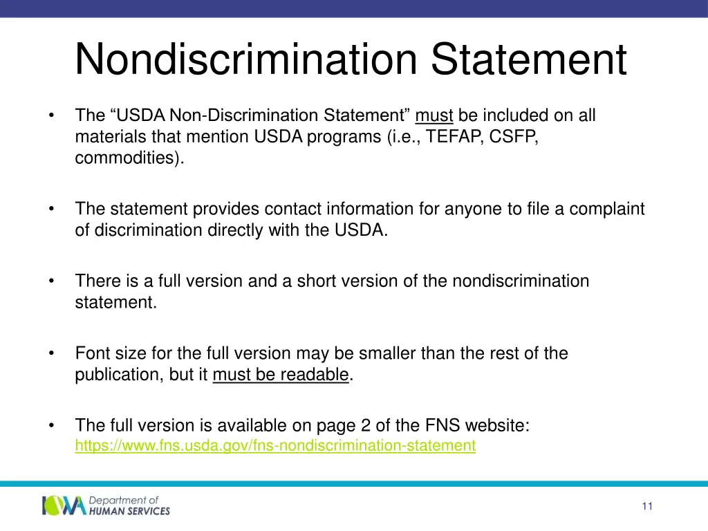 nondiscrimination statement