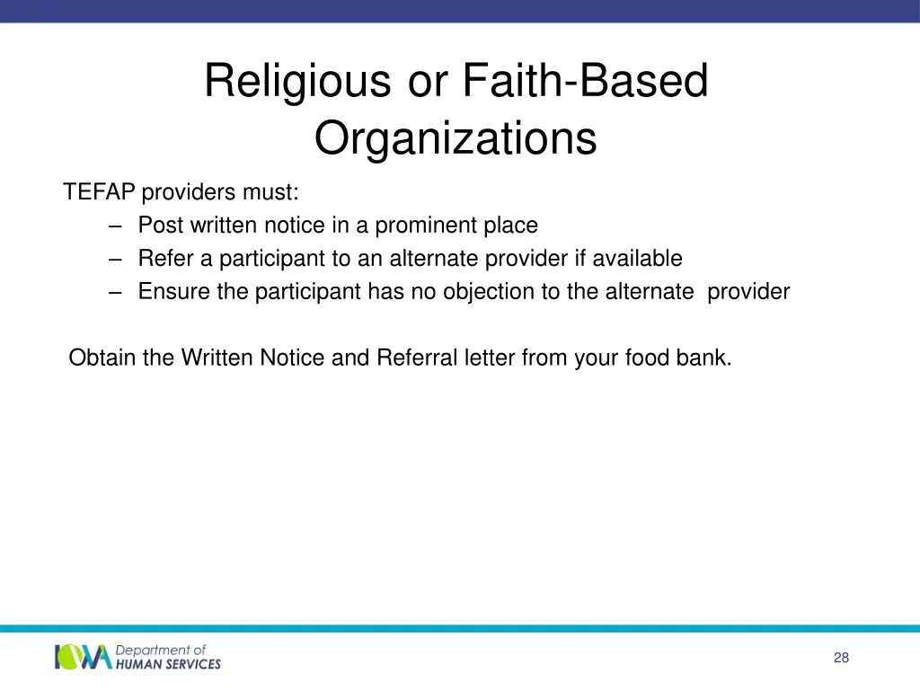 religious or faith based organizations