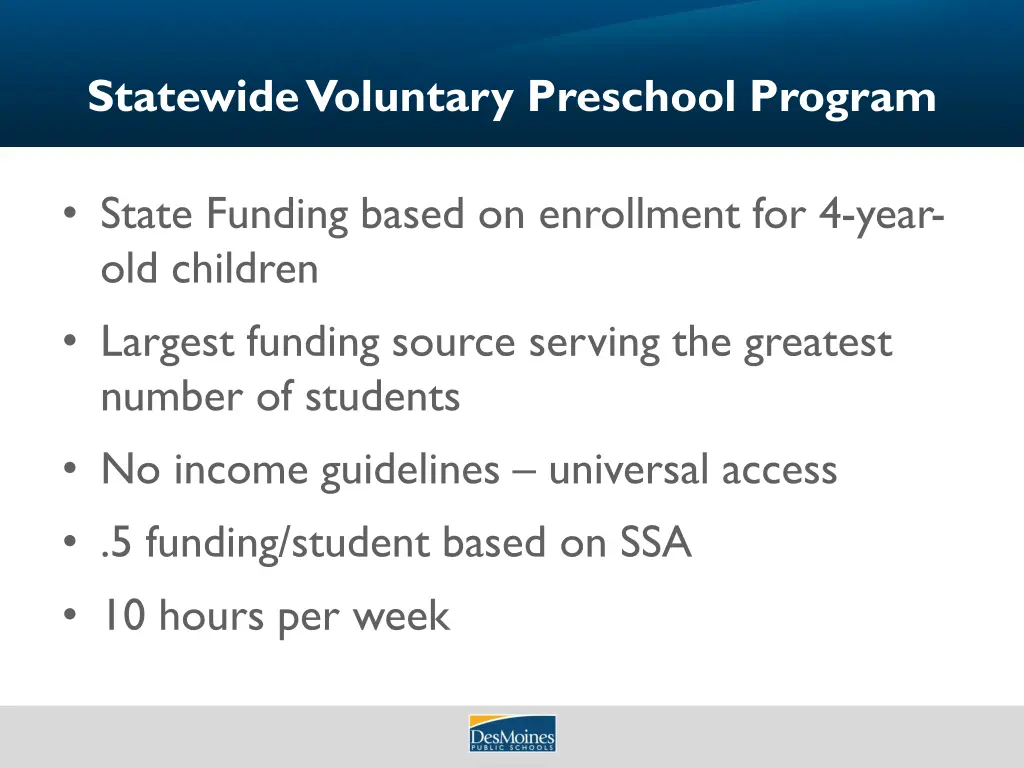 statewide voluntary preschool program