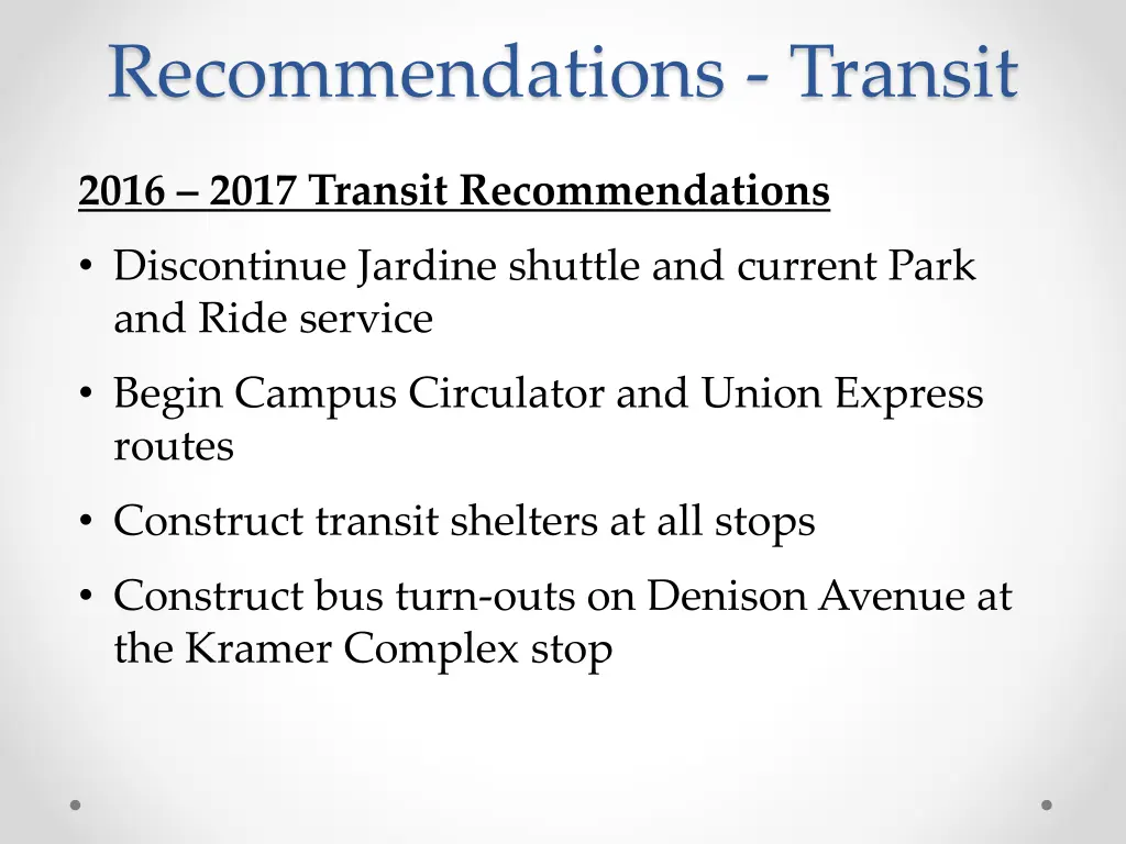 recommendations transit