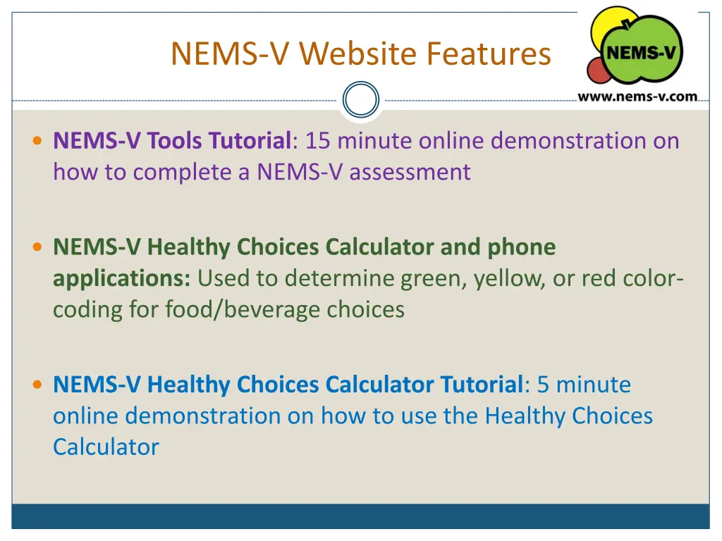 nems v website features