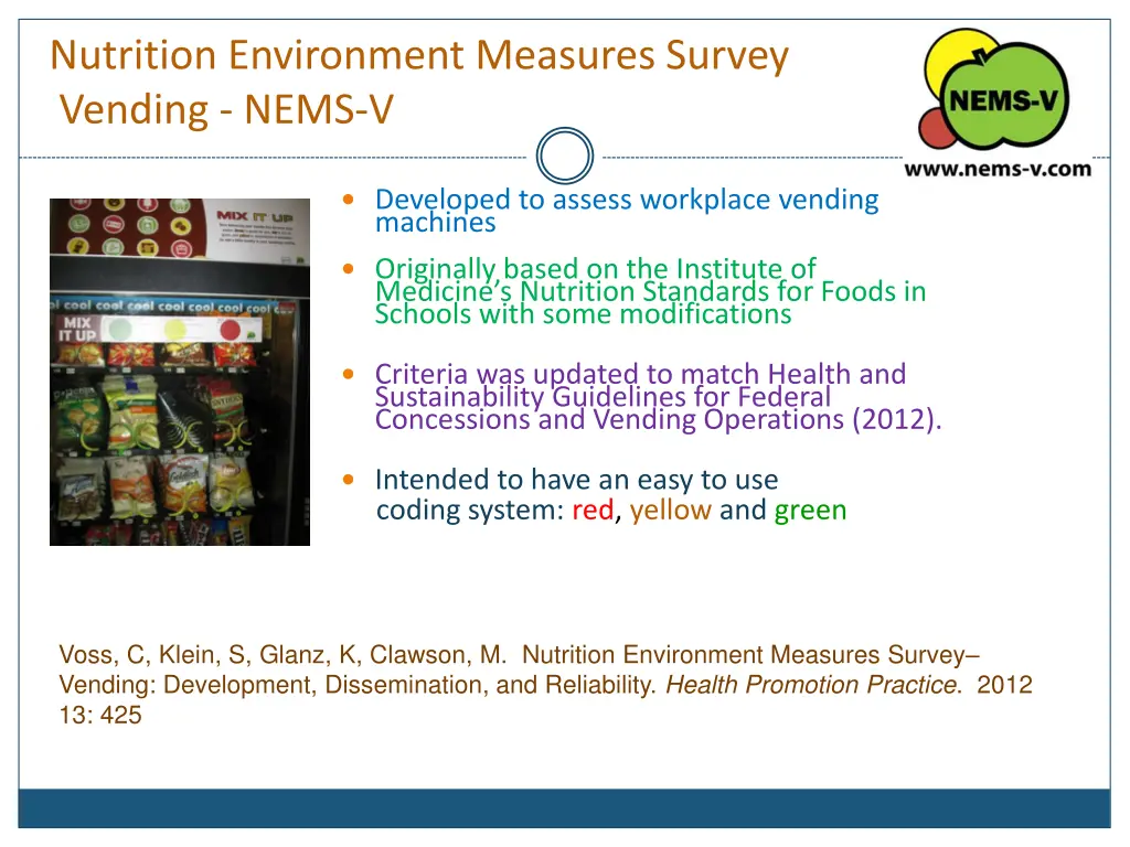 nutrition environment measures survey vending