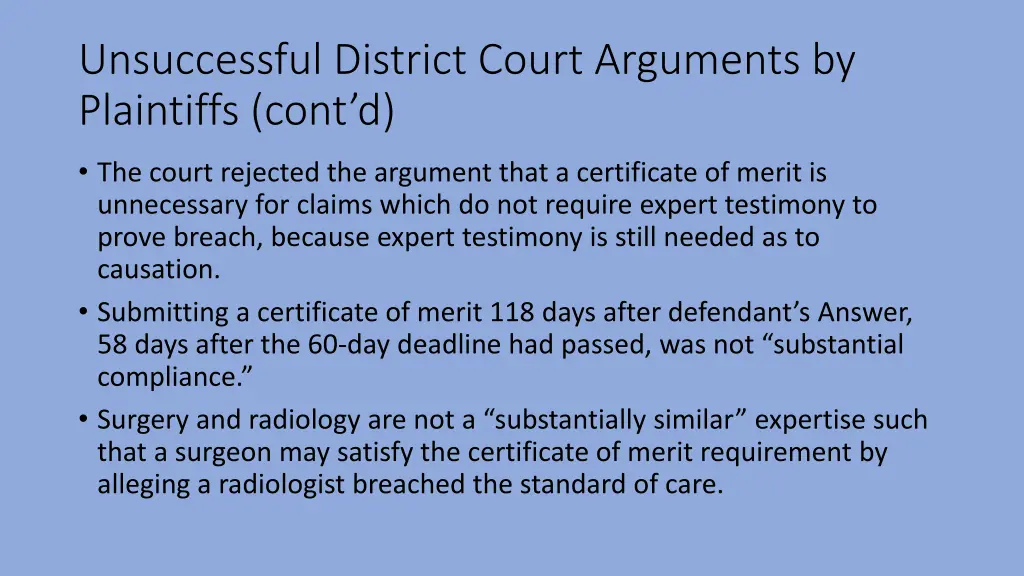 unsuccessful district court arguments 1